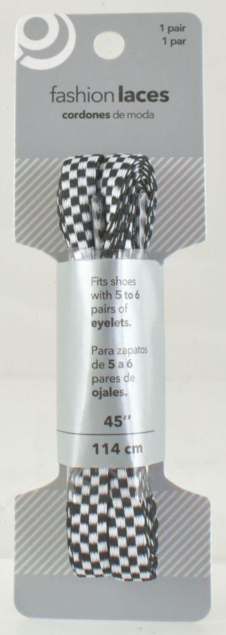 Black & White Checkered Fashion Shoe Laces image