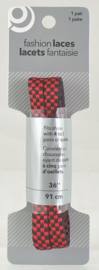 Black & Red Checkered Flat Shoe Laces image