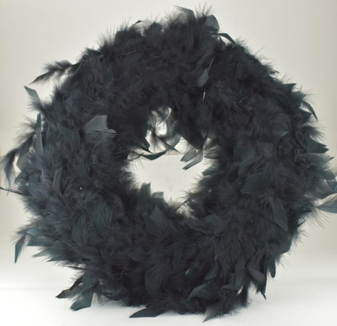 15" Black Chandelle Feather Wreath image