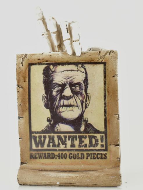 Touch of Nature Resin 9" Skeleton Hand with Wanted Sign image