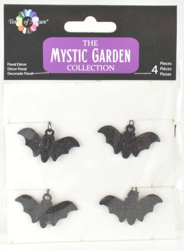1 3/8" Black Bat Ornament Miniature 4 pc image