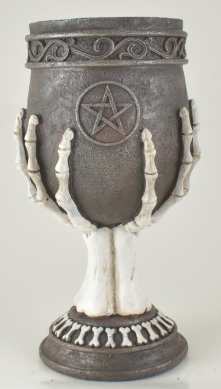 14" Resin Skeleton Hands Holding Witch Pot image