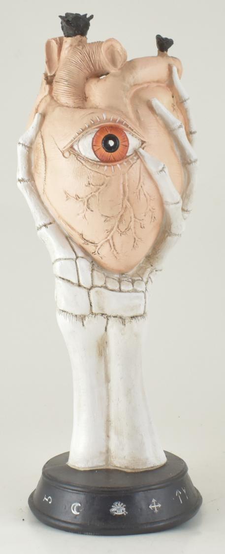 12.5" Resin Skeleton Hand Holding Heart Planter image
