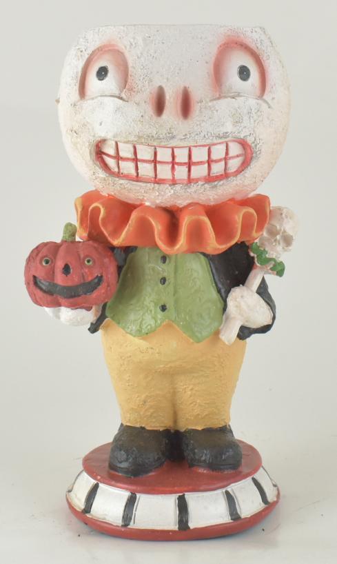 9" Resin Smiling Vintage Skeleton with Plant Holder image