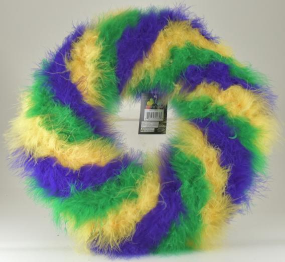 15" Mardi Gras Marabou Wreath image