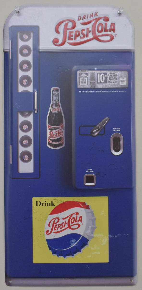 Pepsi Drink Machine Sign - Metal image