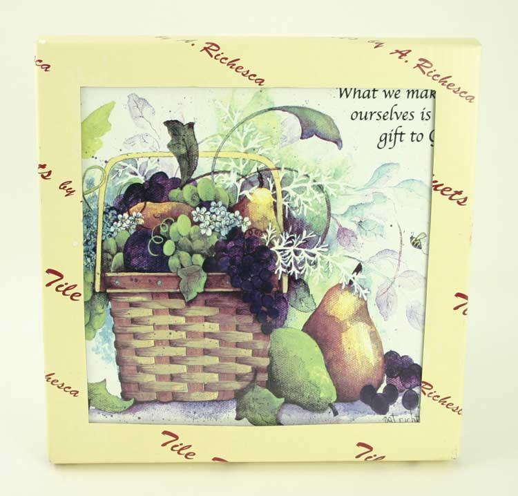A. Richesca God's Gift Fruit Basket Tile Trivet image