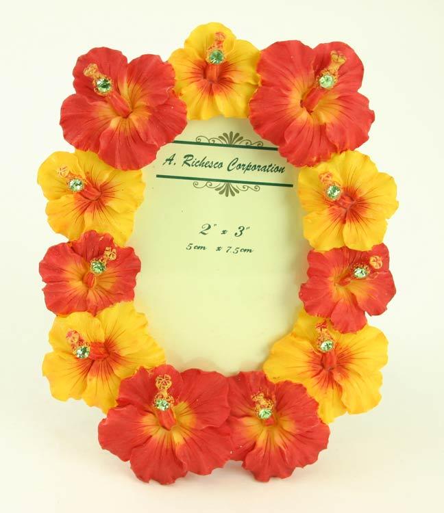 A. Richesca Hibiscus Flower Photo Frame with European Crystals image