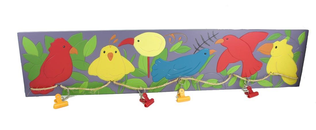 Wooden Bird Wall Art with Hanging Clips image