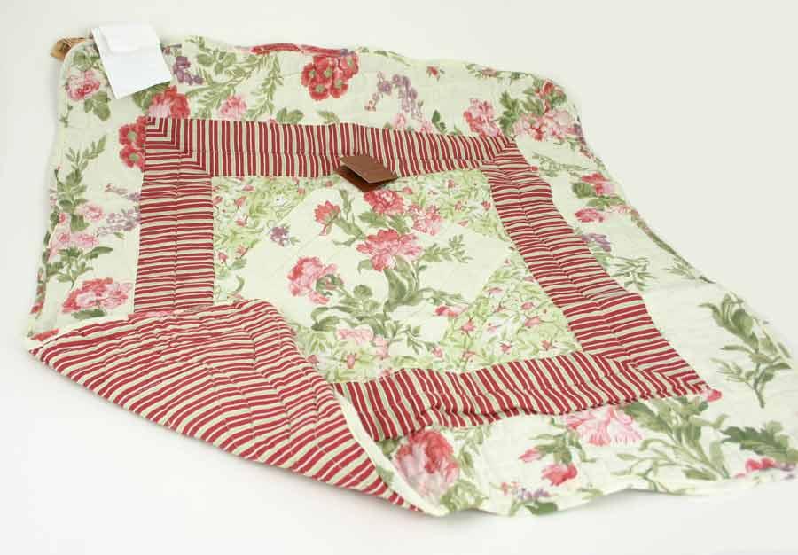 Quilted Center Piece Decor / Doll Quilt - Cream Mauve Floral image