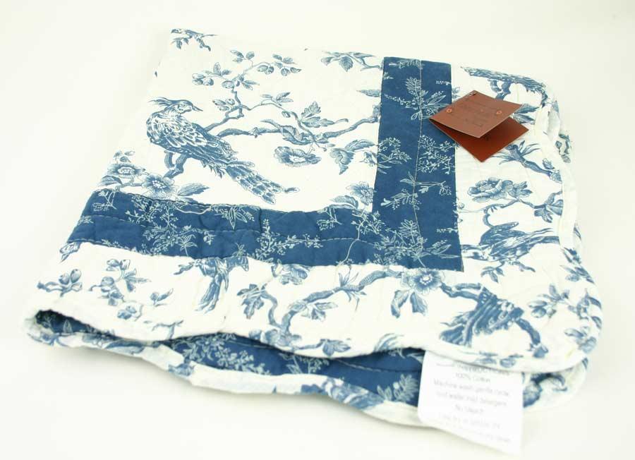 Quilted Center Piece Decor / Doll Quilt - Blue White Birds image