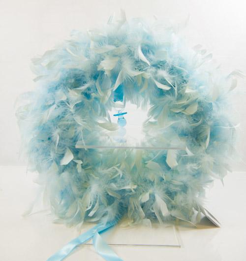 24" Feather Wreath Blue with Pacifier / Ribbon image