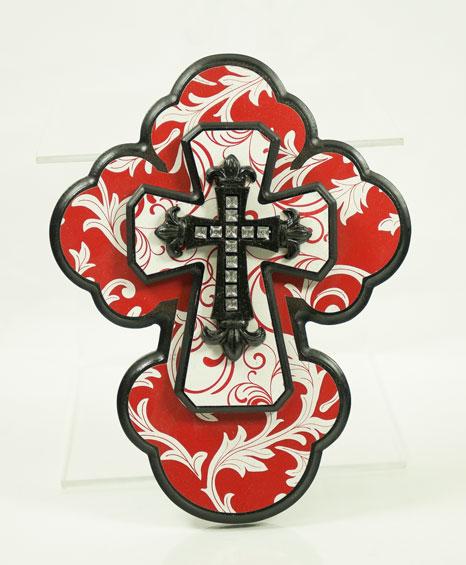 The Faith Collection Wooden Cross Red White 10". image