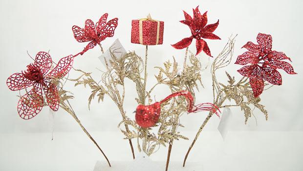 Platinum/Red - Glitter Stems 6 Ast image