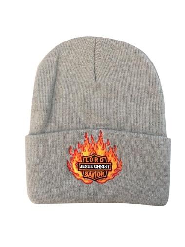 Jesus Christ Lord Savior Embroidered Christian Beanies - Khaki image