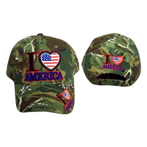 "I Love America"   Baseball  Caps Embroidered  - Green Camo image