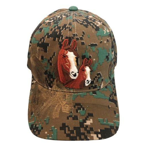 "Horse"  Embroidered Baseball  Cap - Green Digital Camo image