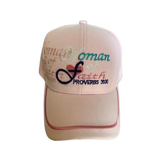 Woman of Faith Embroidered Christian Caps - Pink Color image
