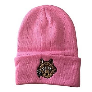 Wolf Native Pride Beanies Embroidered  - Pink Color
