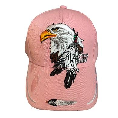 Eagle & Feathers Embroidered Baseball Caps - Pink Color image