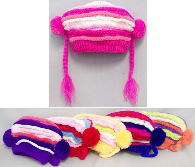 "Swan" Baby Beanie - Knitted Bonnets With Pom Pom