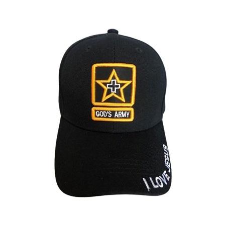 God's Army I Love Jesus Christian Baseball Caps - Black  Color image