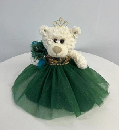Quinceanera Teddy Bear - Size: 9 Inches - Green Color image