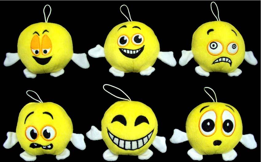 "Smiley - Funny  Faces"  Plush Baby Rattles. Size:  4.5" image