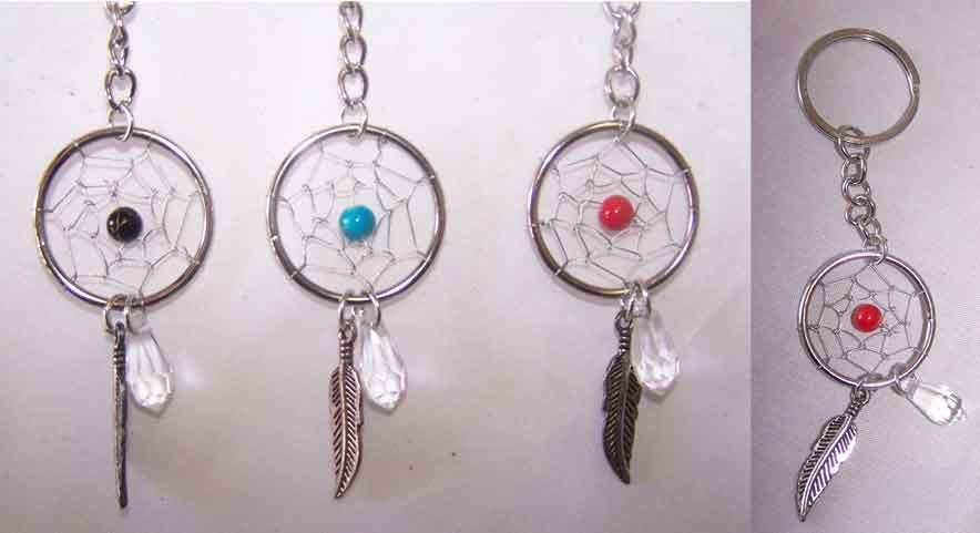 Native Pride Dream Catcher Key Rings With Metal Feather image
