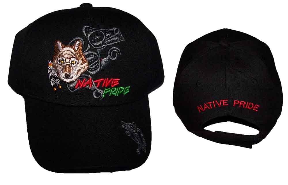 *  Wolf & Feathers Native Pride  Embroidered Baseball Cap (Capnp663B) image