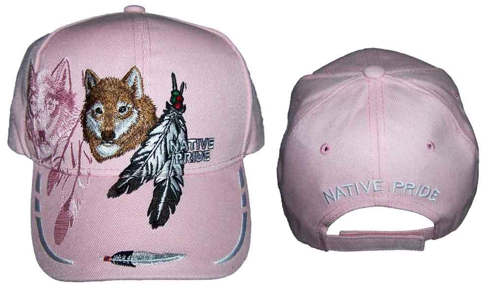 * Wolf & Feathers Native Pride  Embroidered Baseball Cap Pink (Capnp669p) image