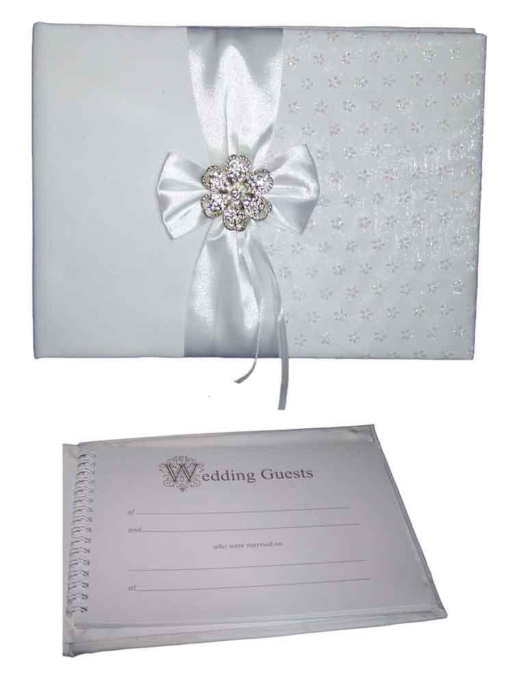 "Wedding"  Embellished Guest Books With Rhinestones