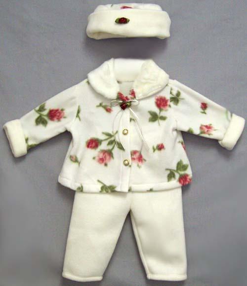 Girls 3Pc Polar Fleece Sets - Red Roses (Toddler)
