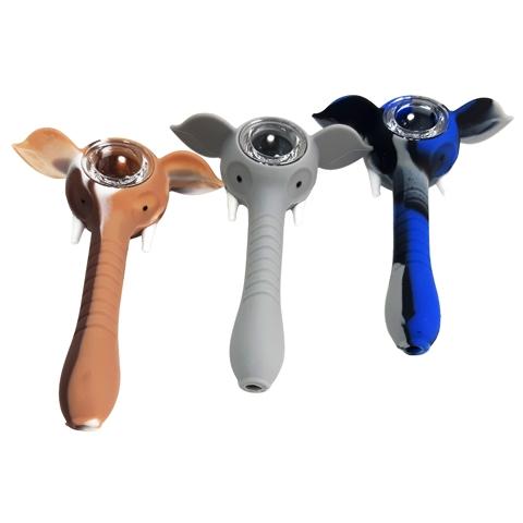 4.5" Elephant Style Silicone Hand Pipe with Glass Bowl image