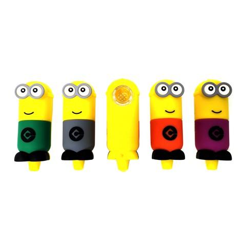 4" Yellow Character Style Silicone Pipe with Glass Bowl image
