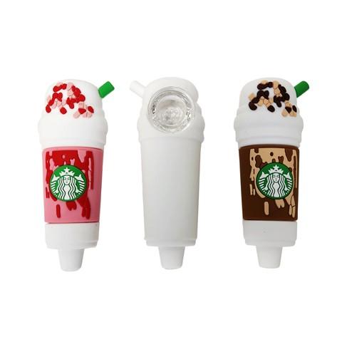 4.25" Milkshake Style Silicone Pipe with Glass Bowl image