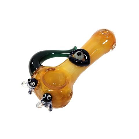 4.5" Colored Glass Hand Pipe with Honeybee Design image