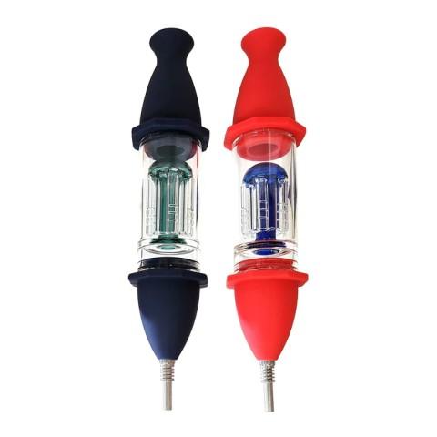 8" Silicone Nectar Collector with Colored Tree Perc image