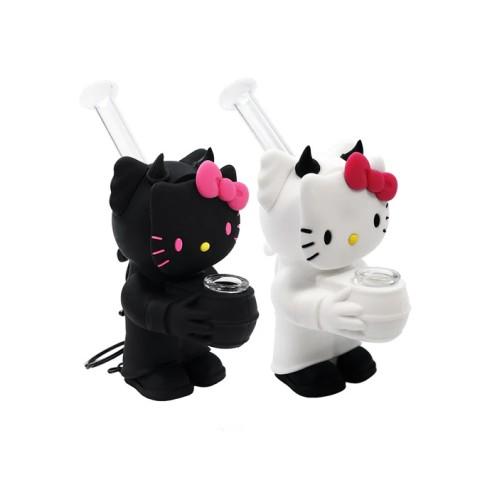 5" Cat Style Silicone Water Pipe with Keychain image