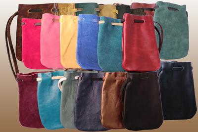 Medium Leather Pouch with Drawstring image