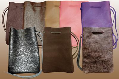 Large Leather Pouch with DrawString Lace image