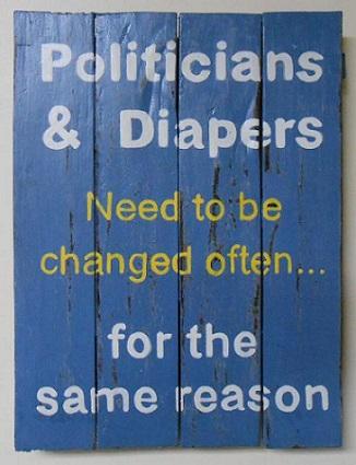 Politicians and Diapers Plank Sign image