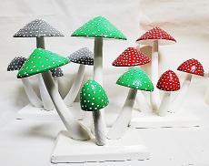 Wooden painted mushrooms image