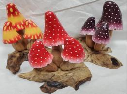 Wooden painted mushrooms image