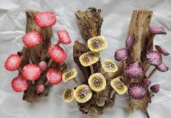 Wooden painted mushrooms image