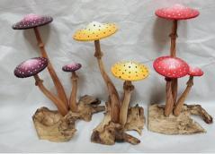 Wooden painted mushrooms image