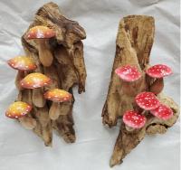 Wooden painted mushrooms image