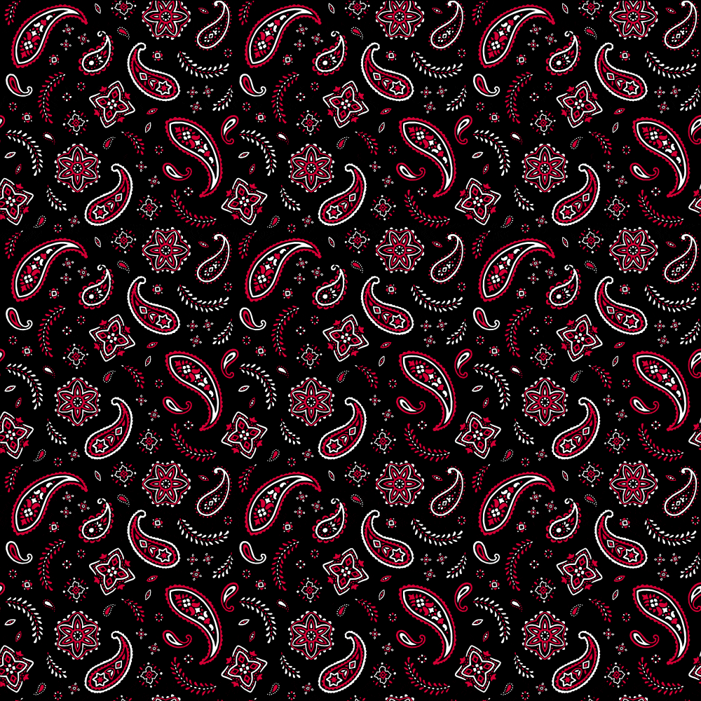 1 piece, All Over Paisley Bandana Imported 100% Cotton, Black with Red, 22 Inch x 22 Inch image