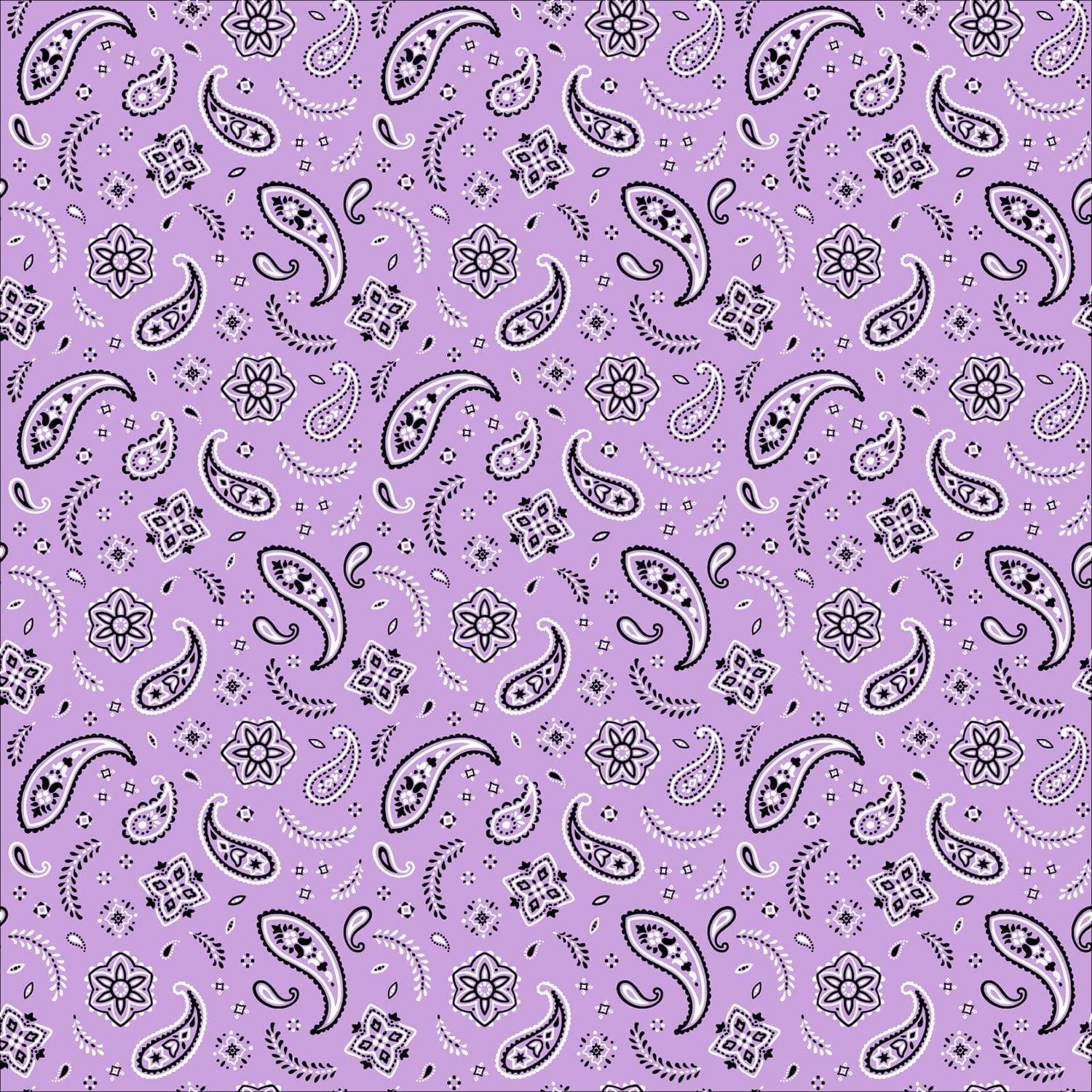 1 piece, All Over Paisley Bandana Imported 100% Cotton, Lilac, 22 Inch x 22 Inch image