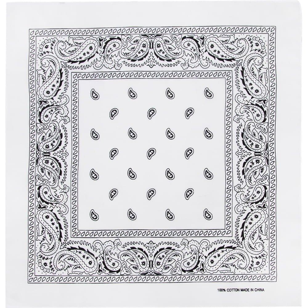 Classic Paisley Bandana Imported, 22X22, 1 Piece, White image